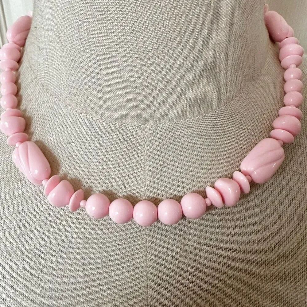 Light pink vintage beaded necklace